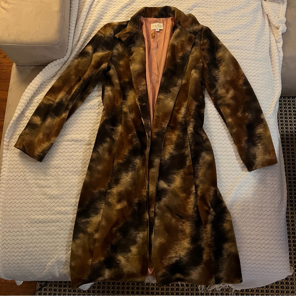 Midi Length Faux Fur tricolor coat